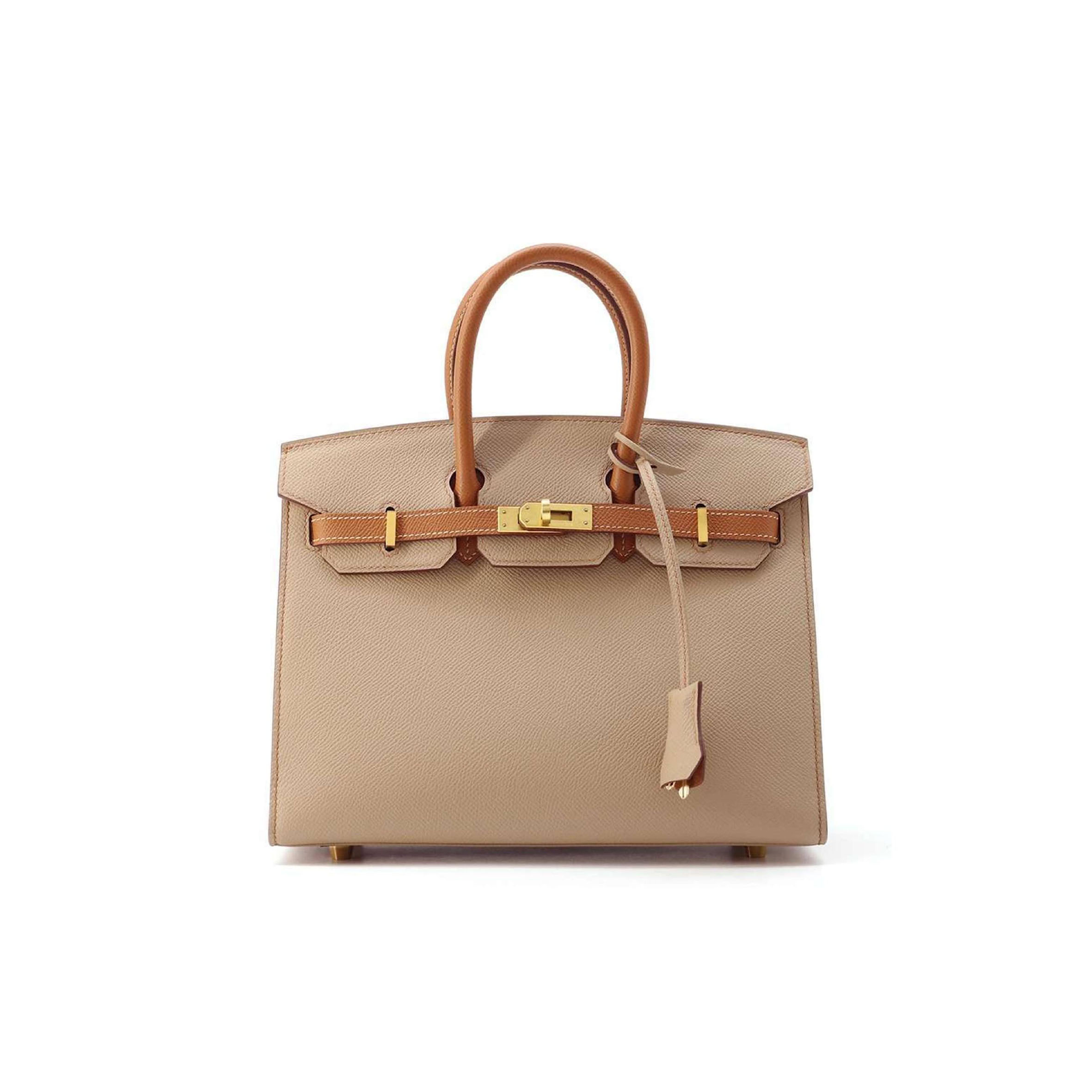 HERMES BIRKIN 30 EPSOM TRENCH COAT GREY AND GOLDEN BROWN GOLD BUTTONS H028369CK21 (30*23*15cm)